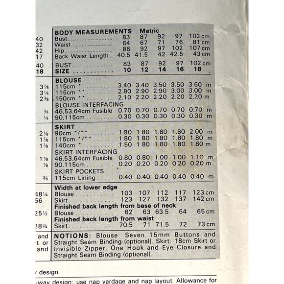 Butterick 3216 pattern blouse kitten bow midi pencil skirt 1980s size 10 12 14 - Picture 6 of 7